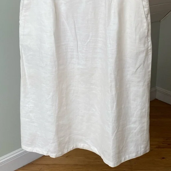 L.L. Bean Linen Classic Fit Straight Midi Skirt Size 18 Reg White A Line Basic - Picture 4 of 16